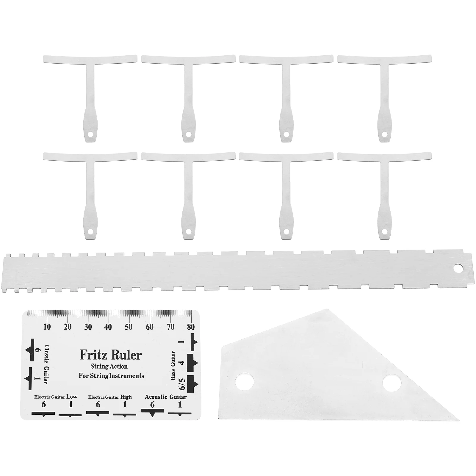 

12 Pcs Guitar Tool Kit Measuring Ruler Leveling Arc String Height Saw Lover Radius Gauge Saddle Bass Action Metal Acoustic