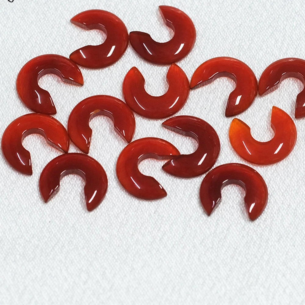 

100PCS/Lot Natural Red Agate Gemstone Crescent Amulet Bare Stone Jewelry Semi-Finished Diy Accessories