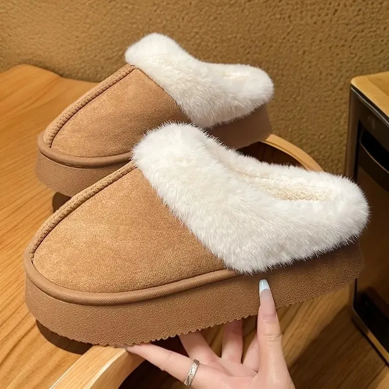 New Winter Women's Slippers Indoor Plush Lined Anti Slip Thick Sole Home Warm Cotton Shoes for Man Comfortable Fluffy Slippers view 6