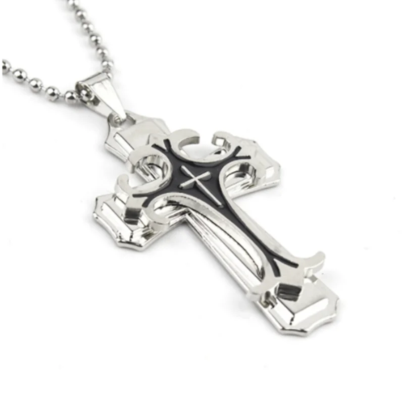 Fashion Creative Two Color Cross Necklace Double Cross Pendant Hip Hop Necklaces for Men Jesus Cross Jewelry Anniversary Gift