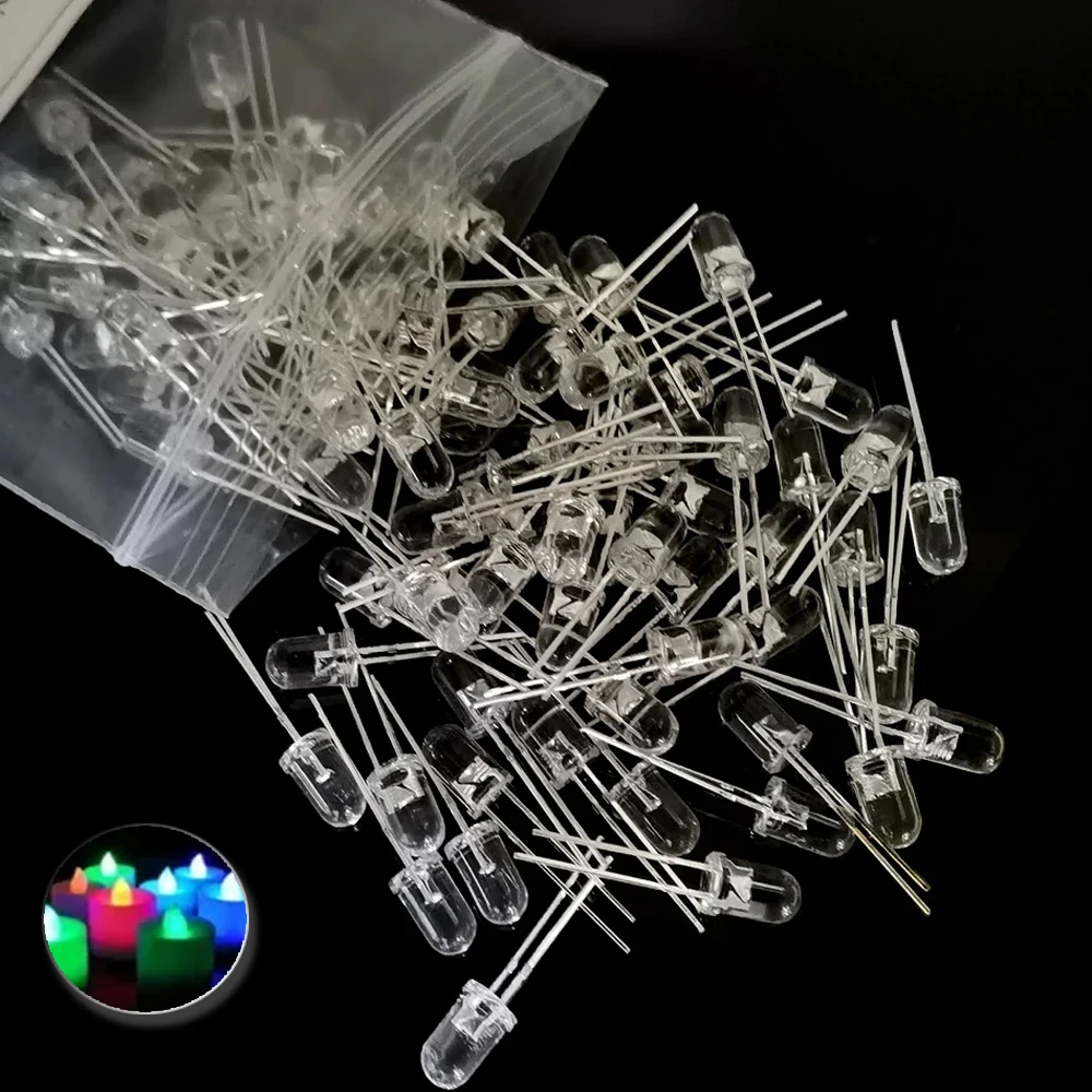 3mm 5mm żółte migotanie migoczące światła LED diody Led świeca migające światła okrągłe obiektywy przerywany dioda elektroluminescencyjna płomienia