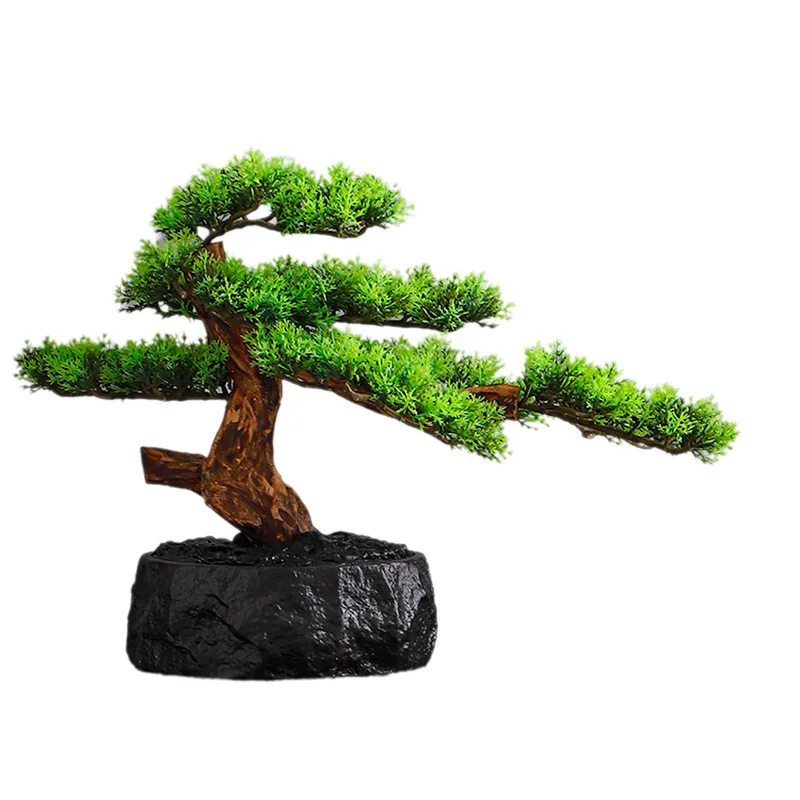 High-end Hotel Club Decoration Large Bonsai Chinese Creative Artificial Pine Wood Simulation Plant for Living Room Entrance
