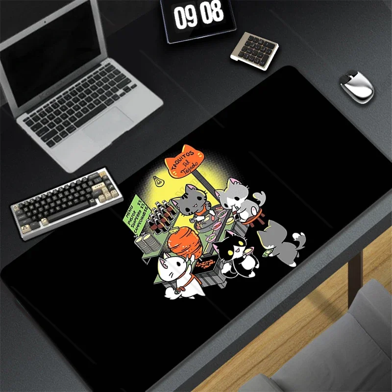 Cute Cat Large Mouse Pad Gamer Kawaii Gaming Accessories Deskpad Play Mats Anime Office Mini Pc XXL Mousepad 40x90 CM