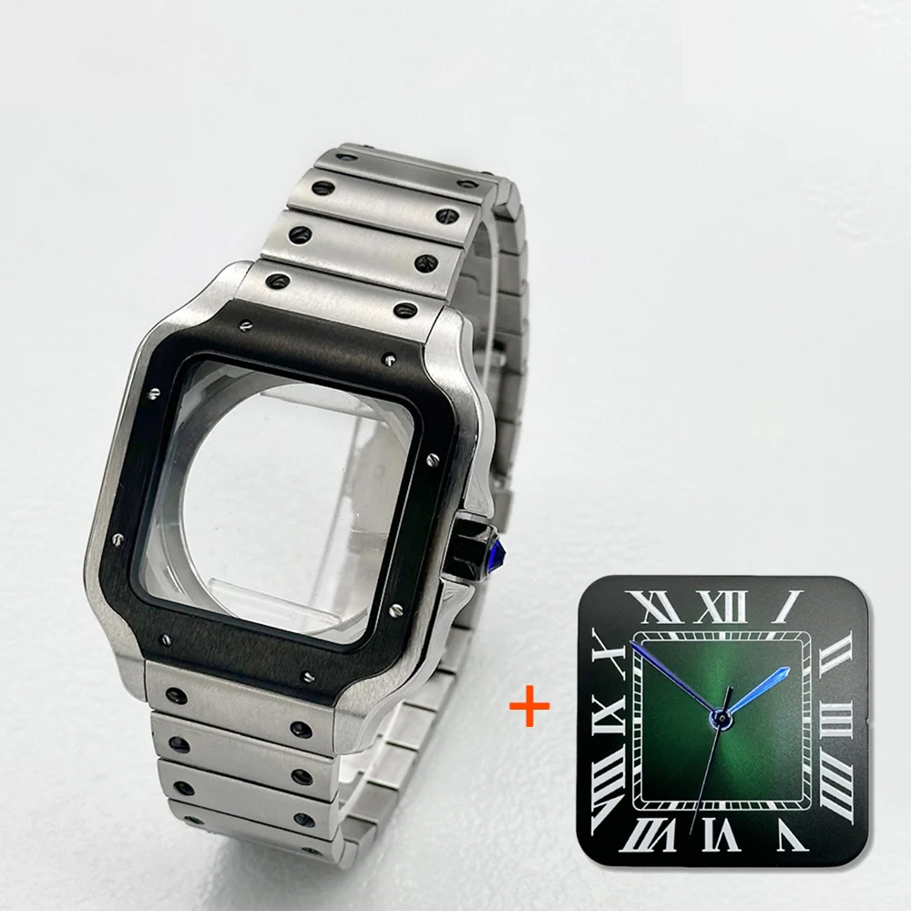 NH35 Case Santo Case Strap Set Fit For 7S26 NH35 NH36 NH38 4R35 Watch Case Men Transparent Back Cover Cases Parts