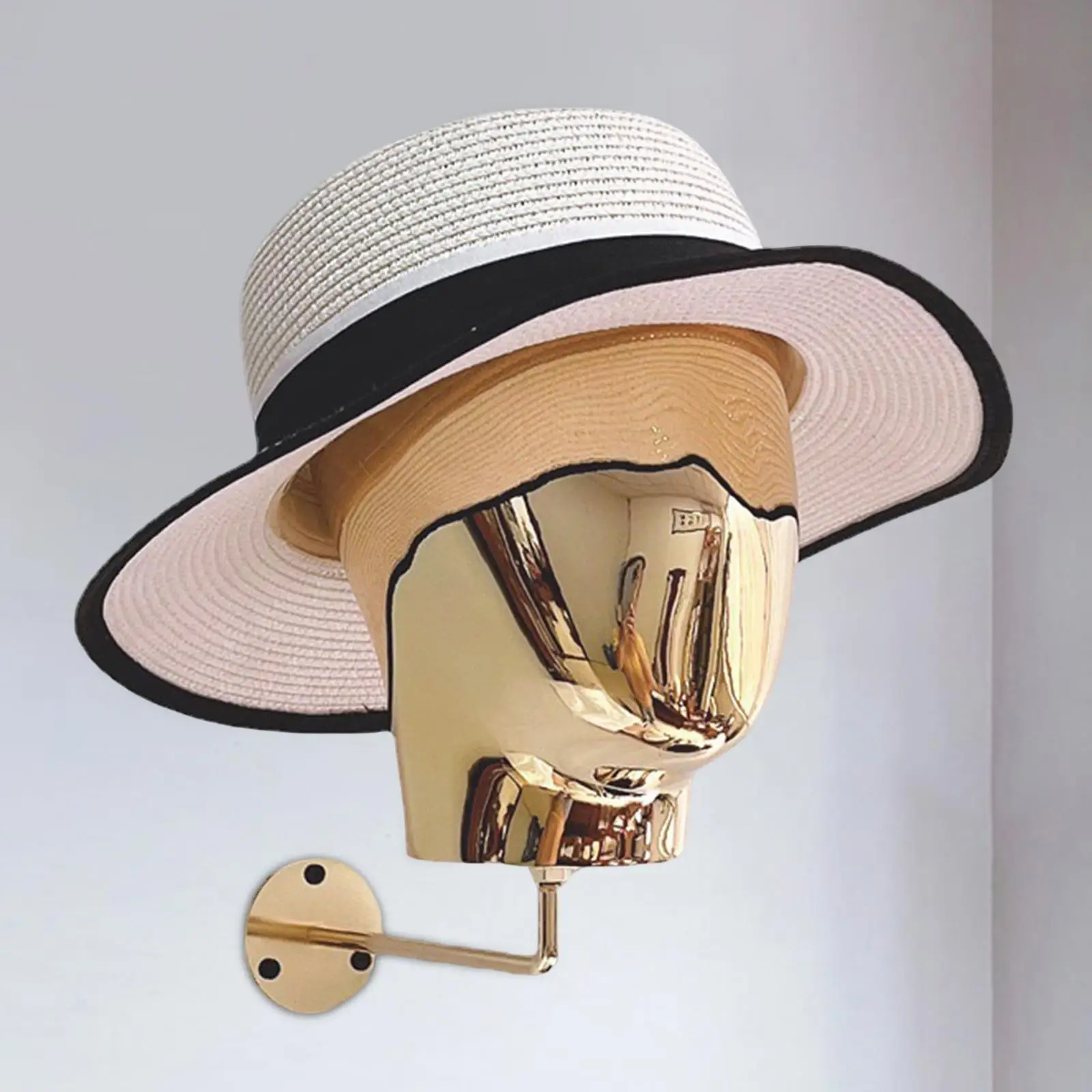 Soporte de exhibición de cabeza de maniquí montado en la pared para sombreros, soporte de almacenamiento de sombreros, modelo de Metal decorativo