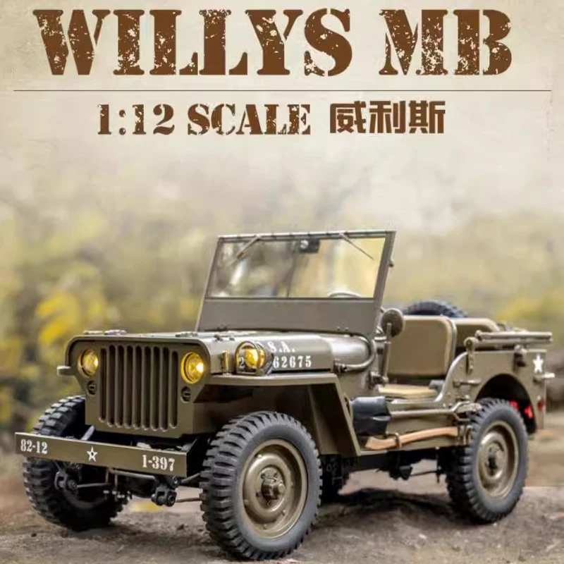 FMS RC Car 1/12 1941 MB Scaler Willys Jeep 2.4G 4WD RTR Crawler Climbing Scale Military Truck Offroad Vehicle Adult Kids Toy