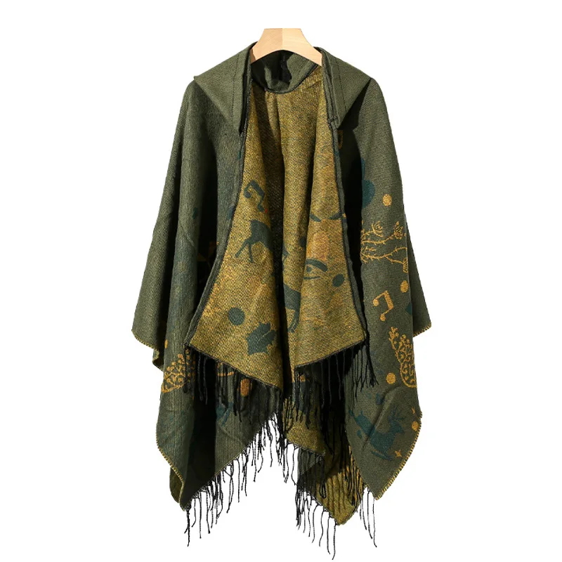 الرجال نمط المعطف الخريف التخييم ملابس السفر الرجال العرقية نمط عباءة وشاح معطف مع مقنعين الرمال واق من المطر الرأس الدافئ #5