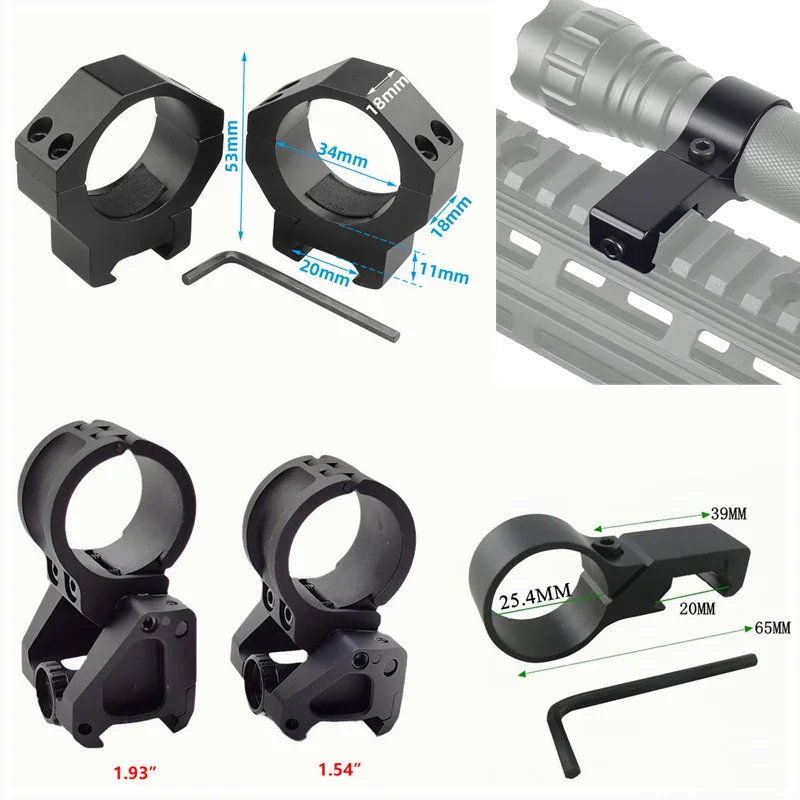 レーザーオフセットリング懐中電灯,側面取り付けアダプター,狩猟用ライフルスコープ,ウィーバー,ピカティニーレールマウント,1インチ,20mm