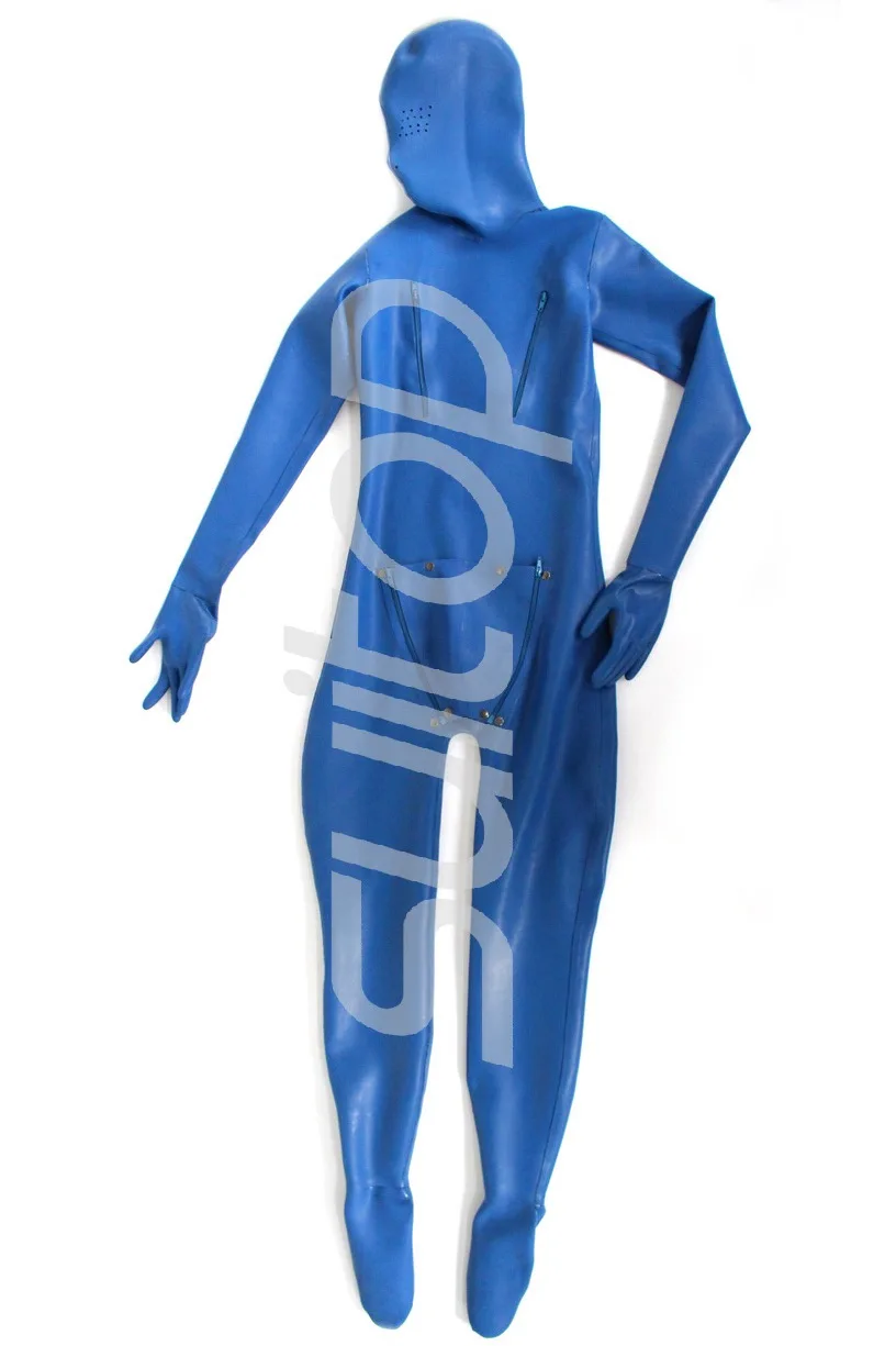 

men 's latex zentai catsuits bodysuits for male Suitop in blue color heavy latex 1mm thickness