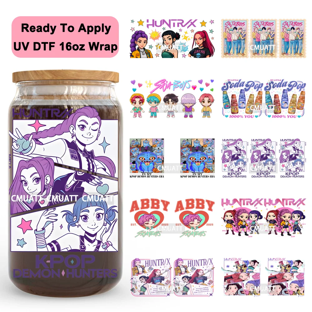 

Kpop Boy Band Demon Hunters Movie Anime Fan UV DTF Stickers Ready To Apply Cup Wrap Waterproof DIY Craft For Libbey Can Glass
