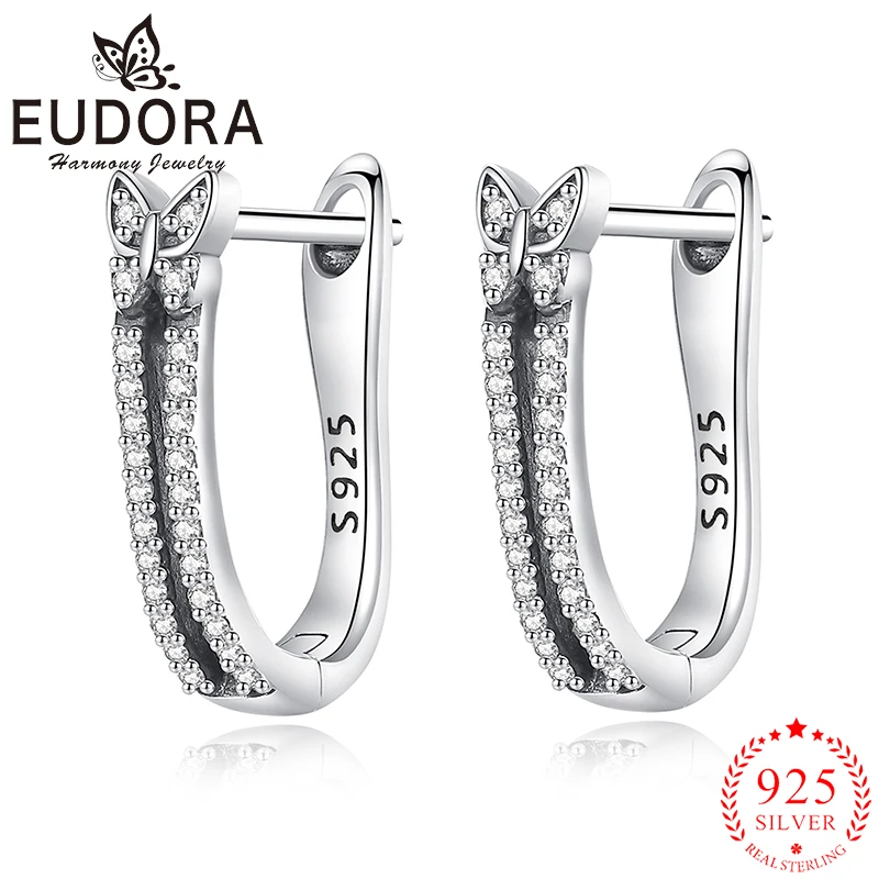 

Eudora 925 Sterling Silver Simple Butterfly Earrings Inlaid With Zircon Anti Allergy Earring Exquisite Jewelry Ladies Party Gift