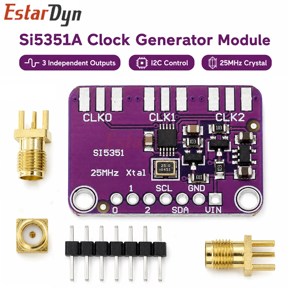 Estardyn Si5351A Si5351 CJMCU-5351 I2C Clock Generator Breakout Board Module DC 3-5V Signal Generator 8KHz-160MHz