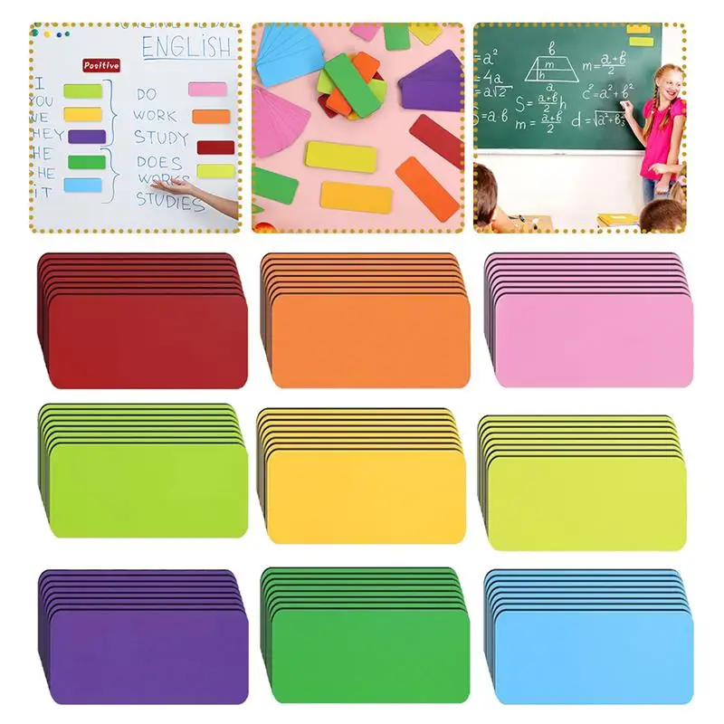 54Pcs Writable Colorful Magnetic Name Stickers Blackboard Stickers Refrigerator Label Stickers School Dry Erase Labels Magnetic