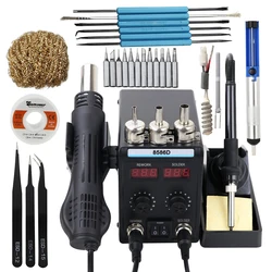 8586D Soldering Station 2 in 1 Digital Display Rework Hot Air Gun Electric Soldering Iron 220V Welding Desoldering Repair Tools