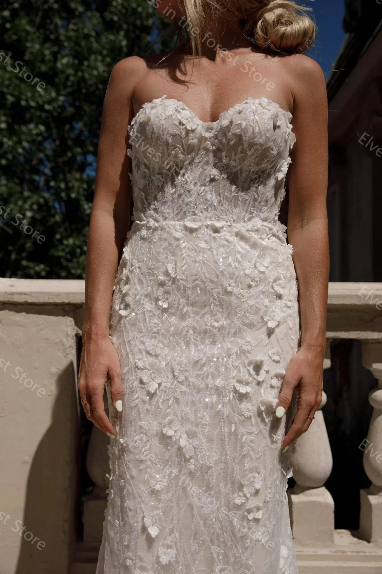 Glamoureuze ivoor trouwjurken luxe kant pailletten mouwloze bruidsjurken sexy sweep trein aangepaste vestidos de mariee