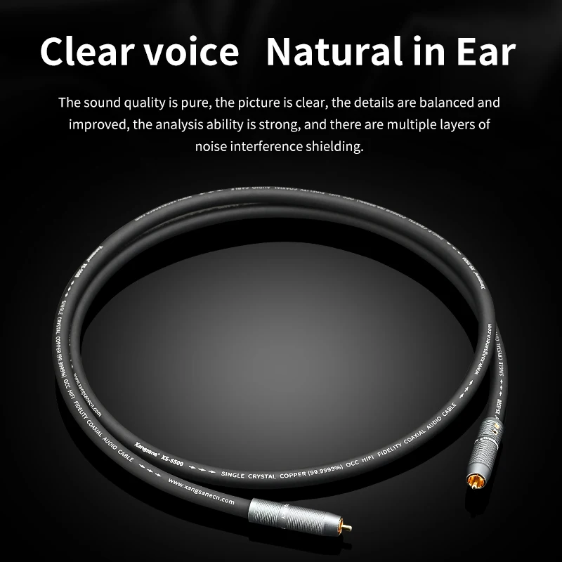 Xangsane 6N OCC HiFi coaxial audio cable gold-plated plug 75 O rca cable output SPDIF digital decoding TV amplifier