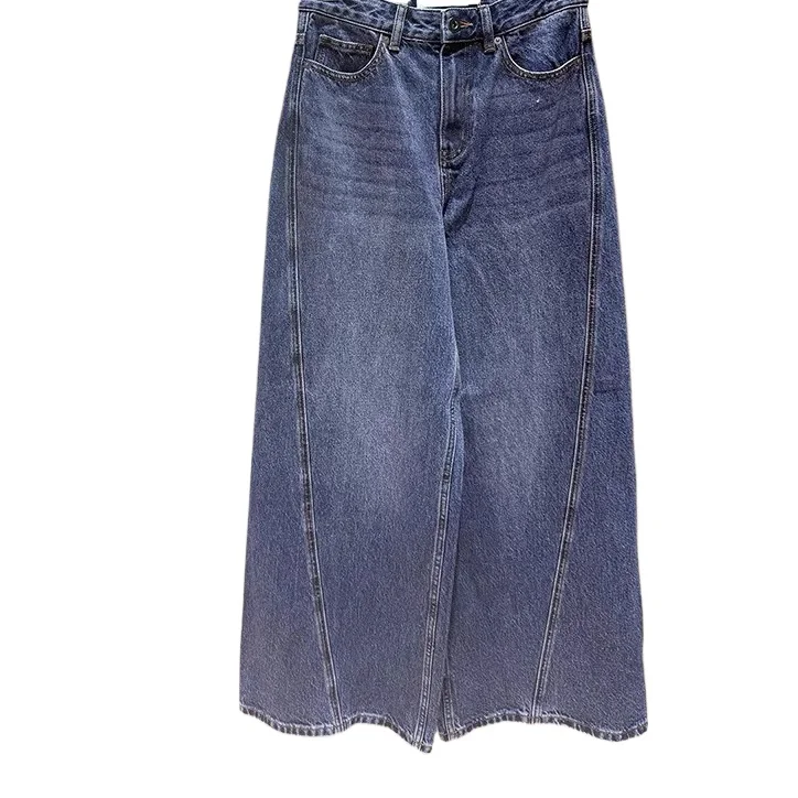 

Women's fashion vintage high waist jeans wide leg fashion washed jeans