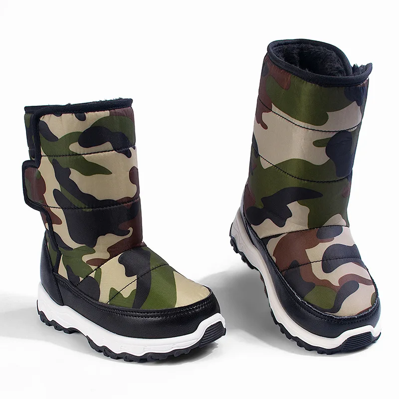 Kids Camo Winter Boots for Adventure | Warm, Water-Resistant，Non-Slip for Puddle & Snow