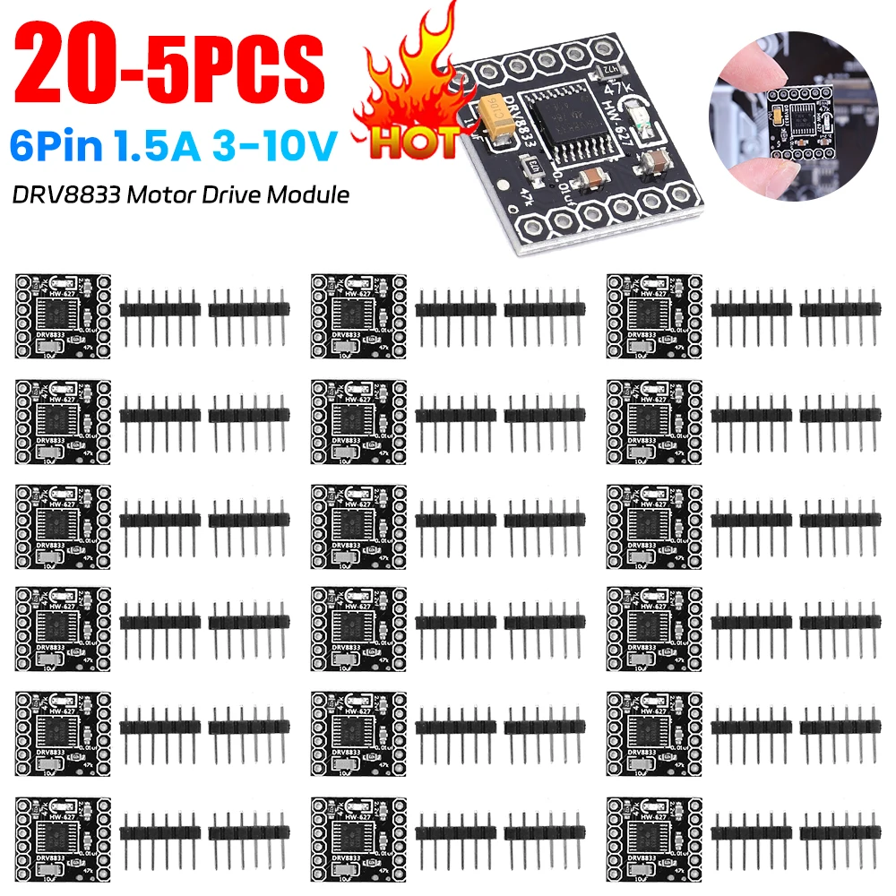 5-20PC DRV8833 Motor Drive Module Board 1.5A 3V-10V Single H-Bridge 6Pin Step Motor Overcurrent Protection DC Gear Motor Driver