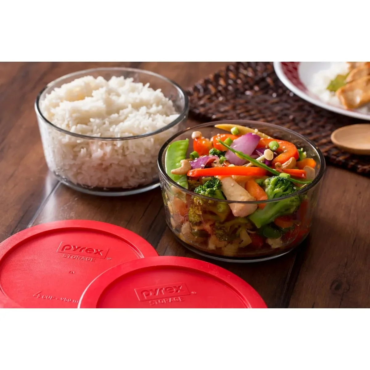 Pyrex Glass Bowl Set, 2 Pack 4-Cup with Lids, Microwave & Oven Safe, BPA-Free, Food Storage Containers for Kitchen