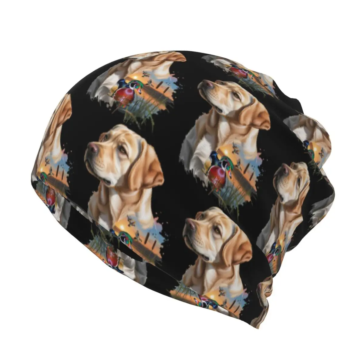 Yellow Labrador And Wood Duck Sunrise Bandana Neck Gaiter Wrap Scarf Warm Face Mask Beanies Hat for Men Women Adult Washable view 2