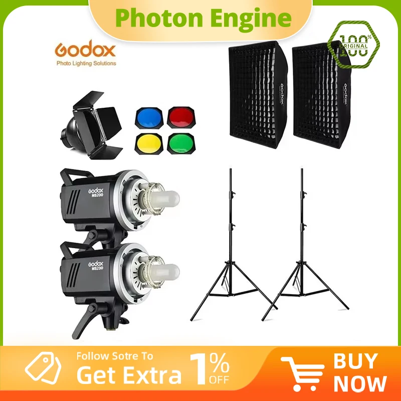 

Godox MS200 400 Вт 2x 200 Вт вспышка для фотостудии, софтбокс, подставка для освещения 280 см, дверь стойки, встроенные вспышки приемники