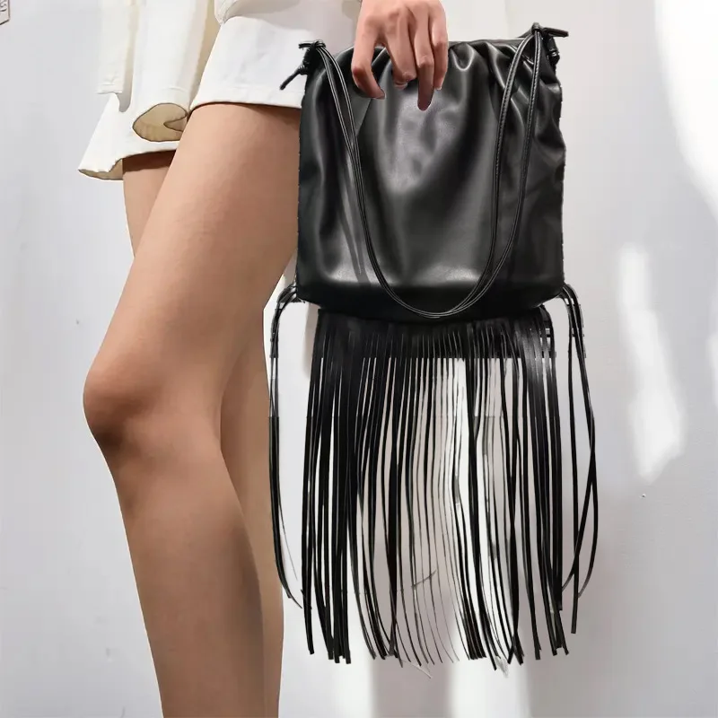 

Fashion Tassel Shoulder Bag Soft Ruched Evening Bags for Women Handbag Designer Bag NEW Soft PU Leather Clutch Phone Purses 2026