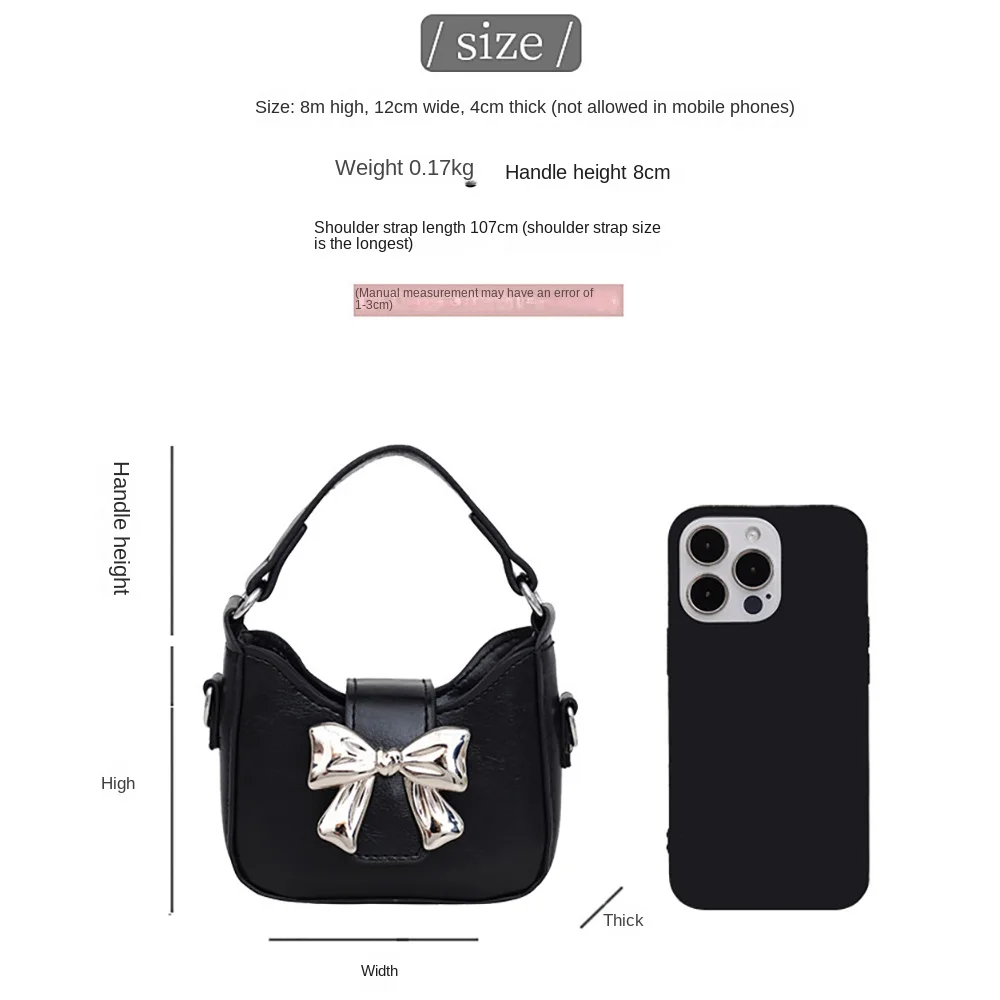 Fashion Women Bowknot Mini Crossbody Bag PU Leather Shoulder Bag Chain Strap Bag Small Handbag Shopping Dating Bag