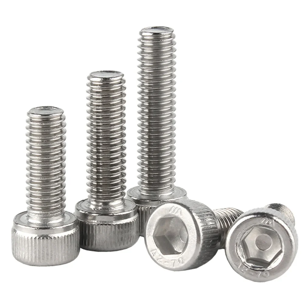 10pcs M1.4 M1.6 M2 M2.5 M3 M4 M5 M6 M8 M10 M12 M14 M16 A2-70 DIN912 Stainless Steel 304 Hex Socket Cap Head Screw