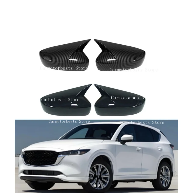 Glossy Black Car Rearview Side Mirror Cover Fit For Mazda CX5 CX-5 CX8 CX-8 2017 2018 2019 - 2023  Rear View Mirror Cover Trim