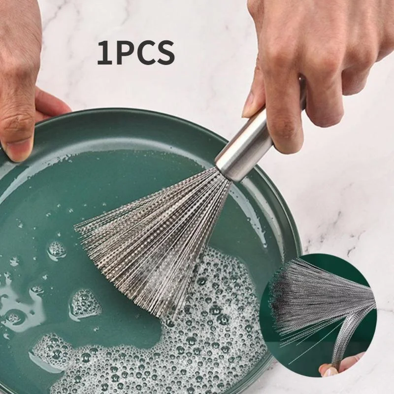 1 Pcs Kitchen Tools Stainless Steel Pot Brus Cleaning Brush Pot Utensil Scrubber Scouring Brush Descal Wire Brush New