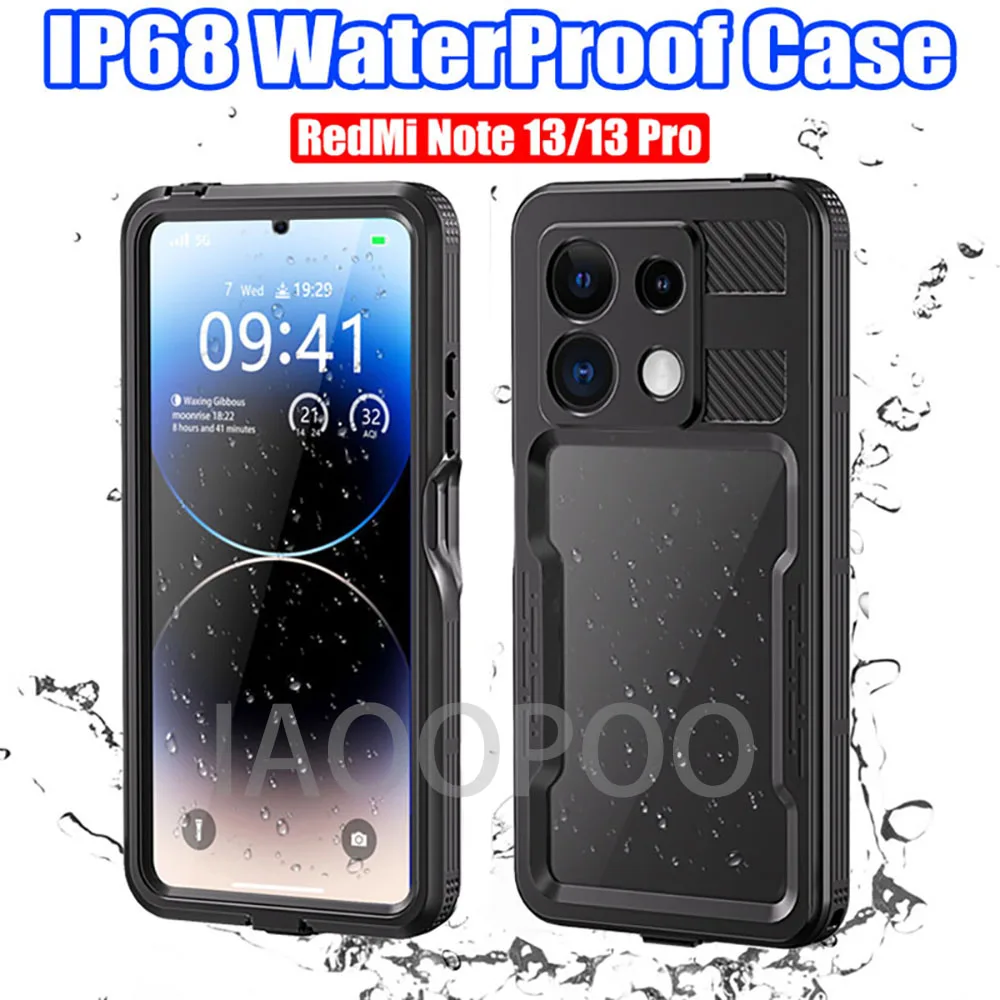 IP68 Waterproof Case For REDMI Note 13 Pro 5G Shock Drop proof Diving Swimming Rock Climb Outdoor Sport Full Sealed Cover