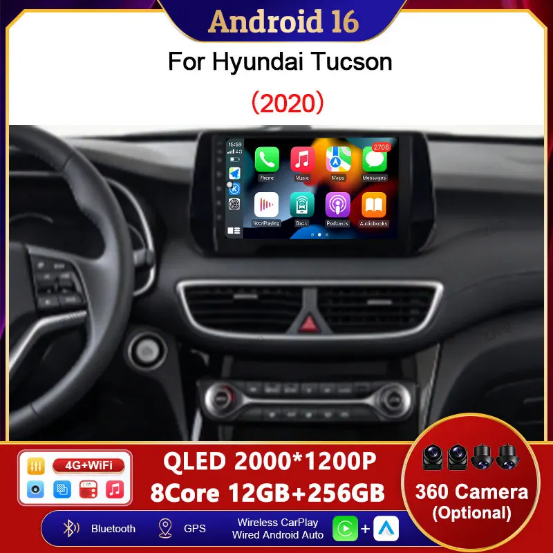 For Hyundai Tucson 2020 GPS Navi 10 inch Bluetooth Intelligent System DSP Stereo Wireless CarPlay Head Unit Auto Accessories IPS