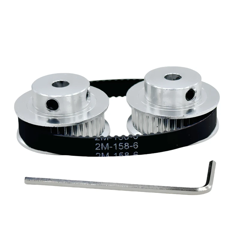 2GT 2M 40 Gigi GT2 40T Set Katrol Sabuk Waktu Bor 5 ~ 12Mm Lebar Sabuk 6/10Mm Kit Sabuk Katrol Sinkronisasi Roda Pengencang Rato 1:1