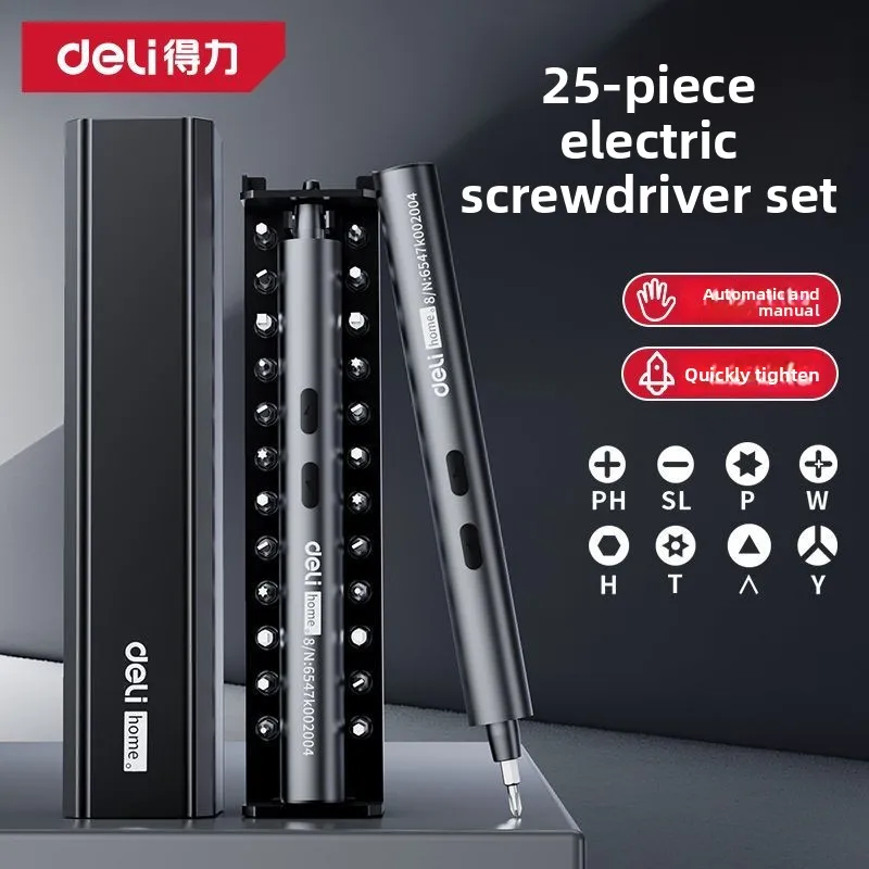 Deli Electric Refining Screwdriver Multifunctional Portable Lithium Battery Small Home Mobile Phone Notebook Disassembly Tool