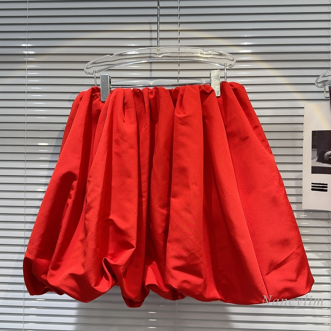 2024 Summer New Niche Red Skirt for Women Pleated Temperament Hot Girl Bud Skirt Pettiskirt Women's Skirts