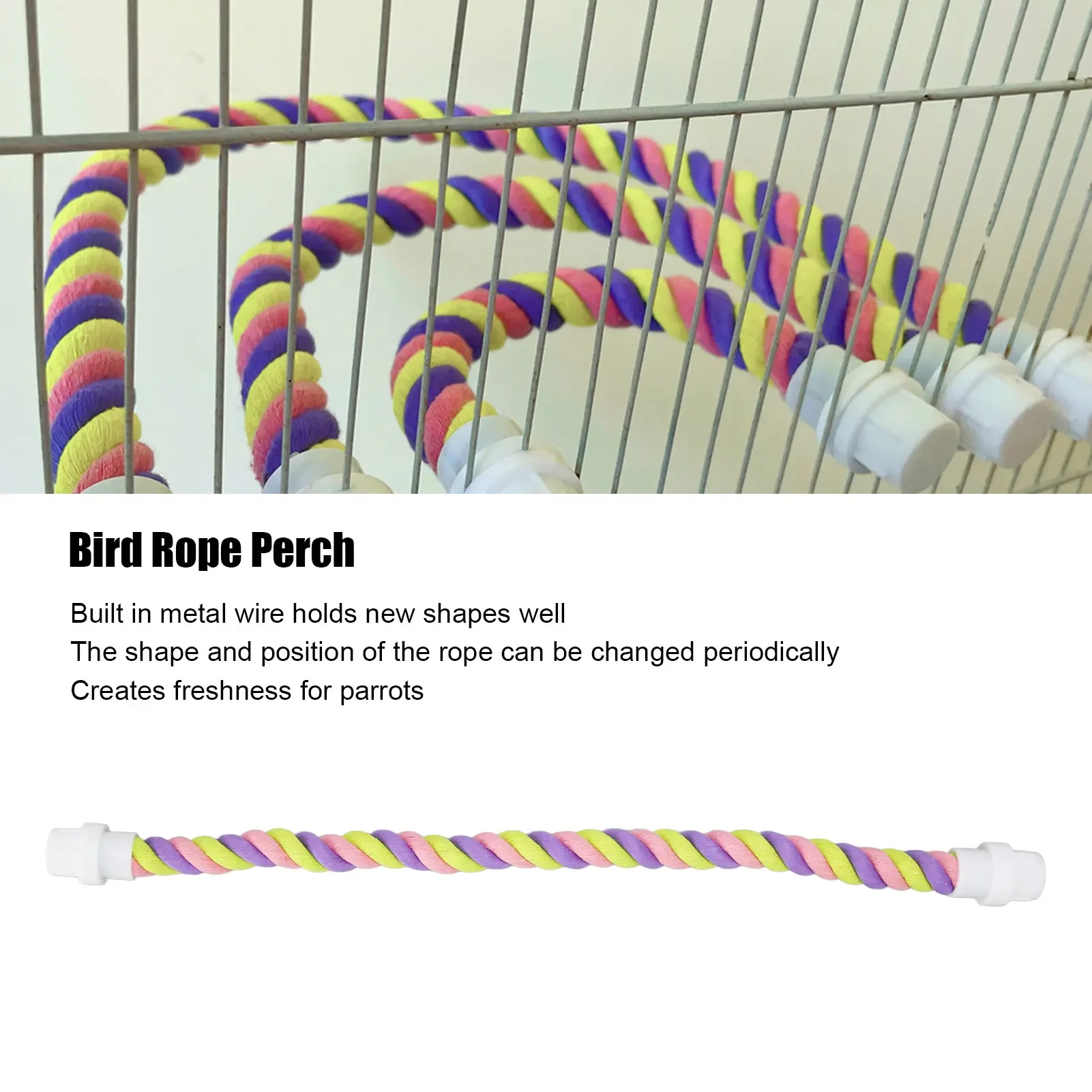 Bird Rope Perch Fun Colorful Swing Climbing Cotton Rope Bird Toys For Parakeets Cockatiels Parrotlets Lovebirds Budgies