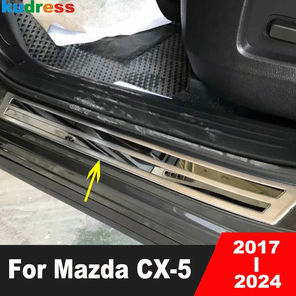 For Mazda CX-5 CX5 KF 2017-2021 2022 2023 2024 Steel Car Door Sill Scuff Plate Cover Trim Welcome Pedal Guard Pad Accessories