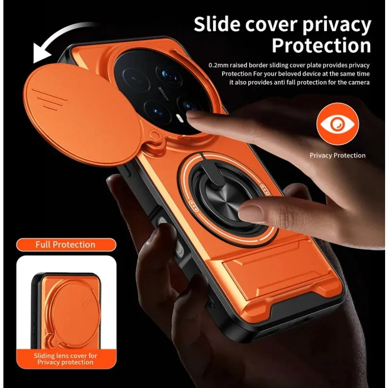 2in1 Ring Holder Magnetic Armor Case for Honor Magic 8 Pro 7 6 Lite X9d X9c X9b X8 X8c X7b X7c Slide Lens Protector Cover Funda view 5