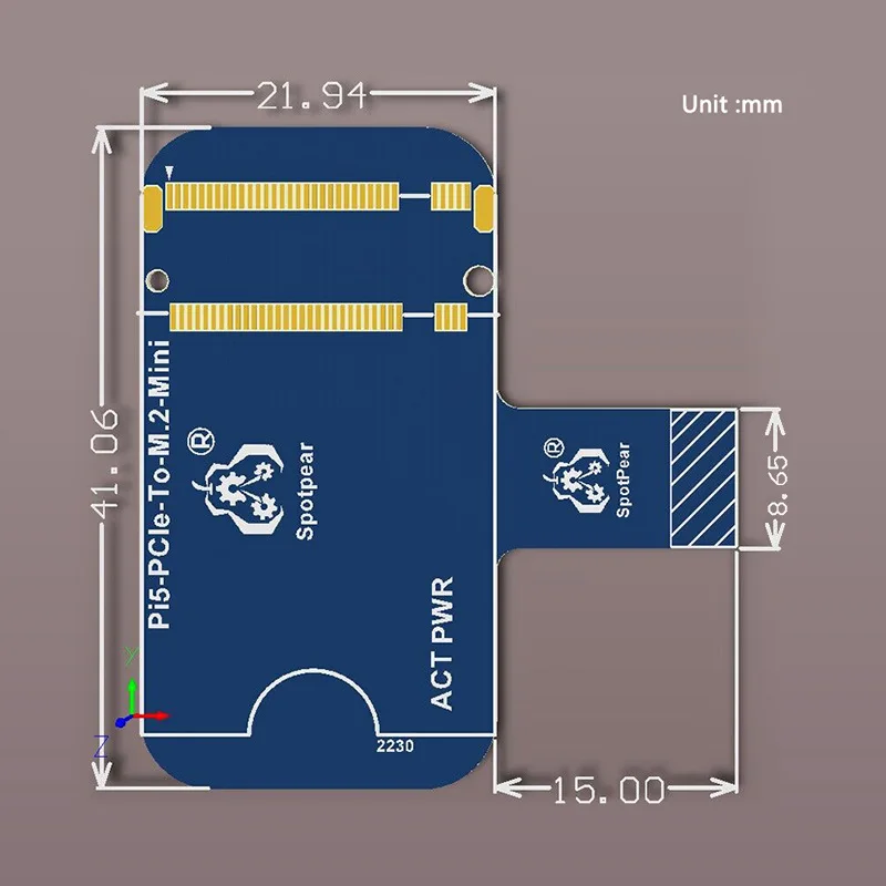 Raspberry Pi 5 Mini PCIe a M.2 NVME Placa de extensión SSD 2230 compatible con conector FPC