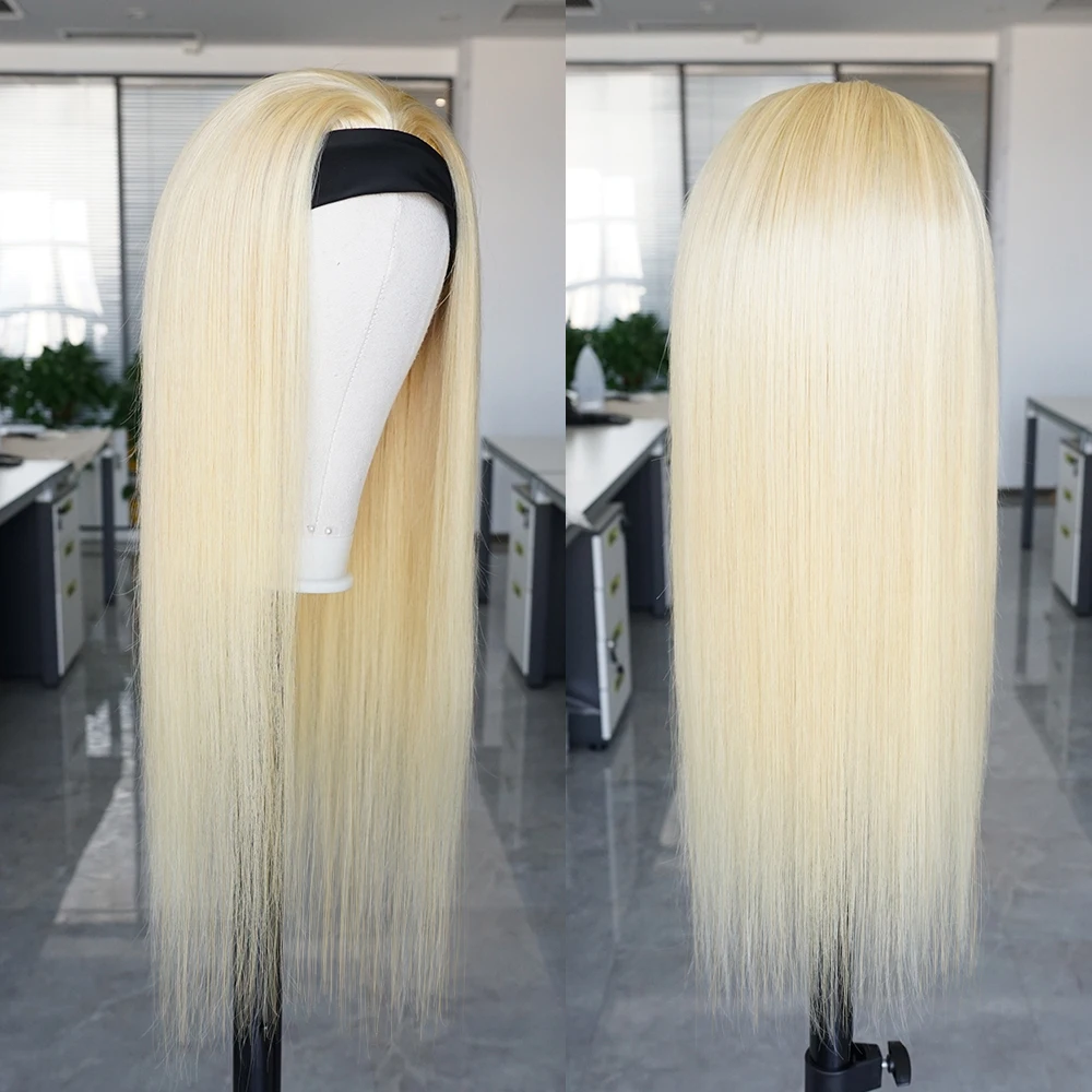 613 Honey Blonde Headband Bone Straight Human Hair Wig None Lace Full Machine Made Wigs For Women 12-26 Inch Indian Remy Hair