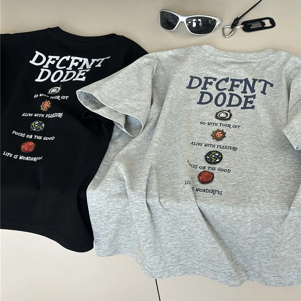 Children Clothes Kids Casual T Shirt Summer 2026 Short-sleeved Top Korean-style Letter Printed Kids Cotton Trendy T-shirt F