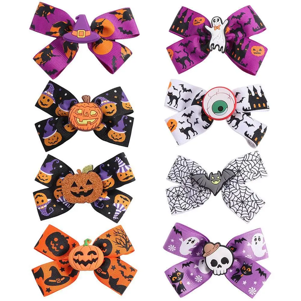 Fashion Ghost Halloween Bow Hair Clip Funny Eyeball Pumpkin Hairpin Hairpin Creativity Bat Duckbill Clip Cosplay