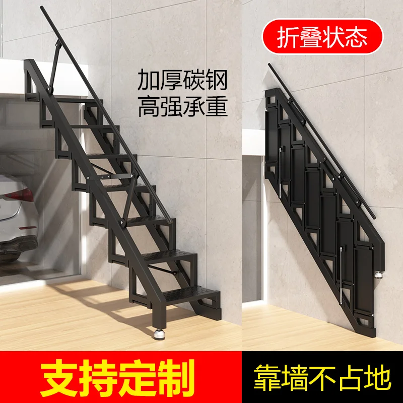 

Folding stairs against the wall Loft garage Carbon steel Welded expansion screw Fixed compartment Indoor and outdoor ladder