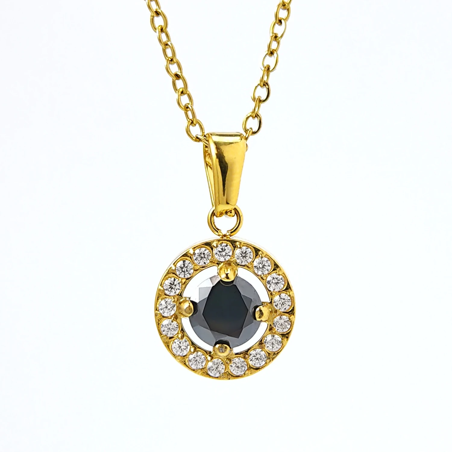 

1 шт. Золотое роскошное ожерелье с подвеской из черного муассанита круглой формы, 0,5 карата, идеально подходит в качестве подарка на годовщину или День святого Валентина