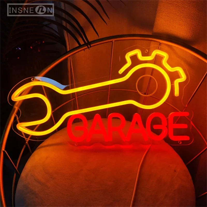 

Garage LED Neon Signs, USB Powered Neon Sign for Workshop, Man Cave Decor for Studio, Business Wall Hanging Decoration