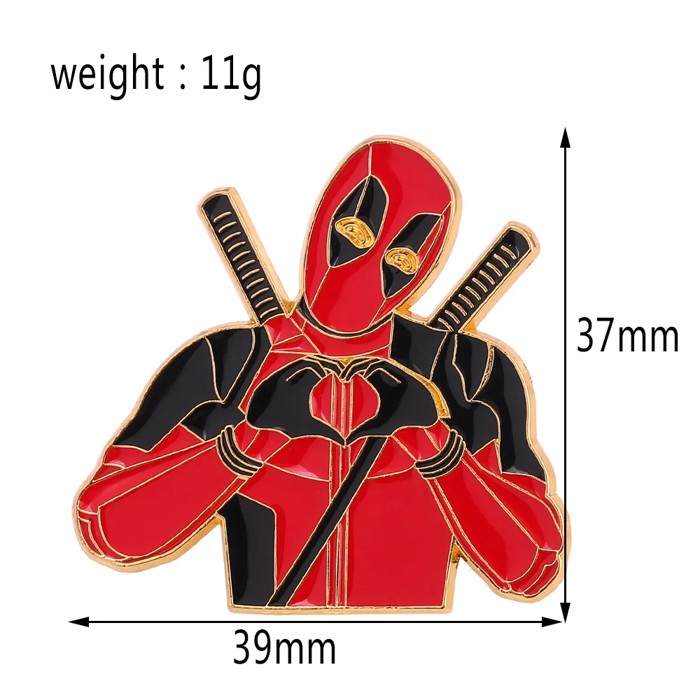 Marvel Deadpool Love Brooch Anime Figures Creativity Badge Hard Enamel Pin Backpack Collar Lapel Jewelry Friends Birthday Gifts