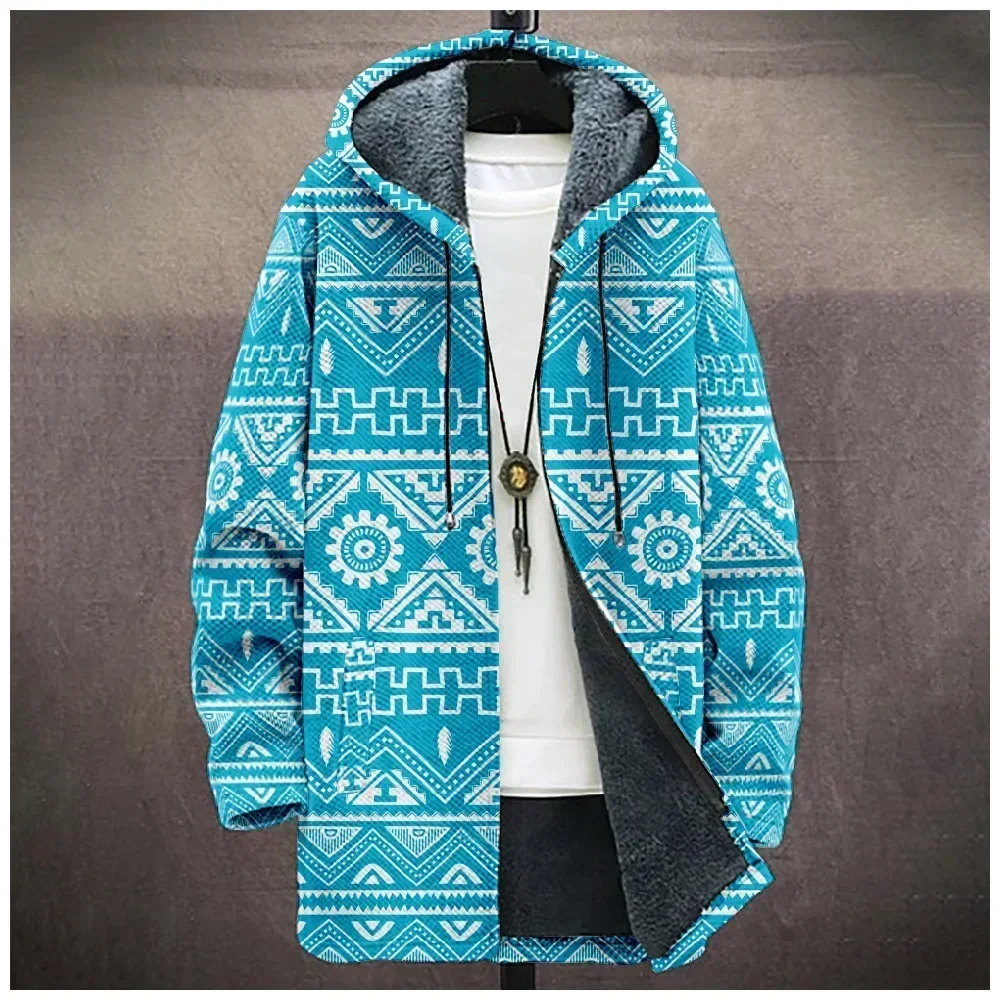 

Men Cardigans Coats Leaves Florals Geometric Pattern Christmas Art Printed Plush Thick Winter Casual Streetwear Unisex Clothing