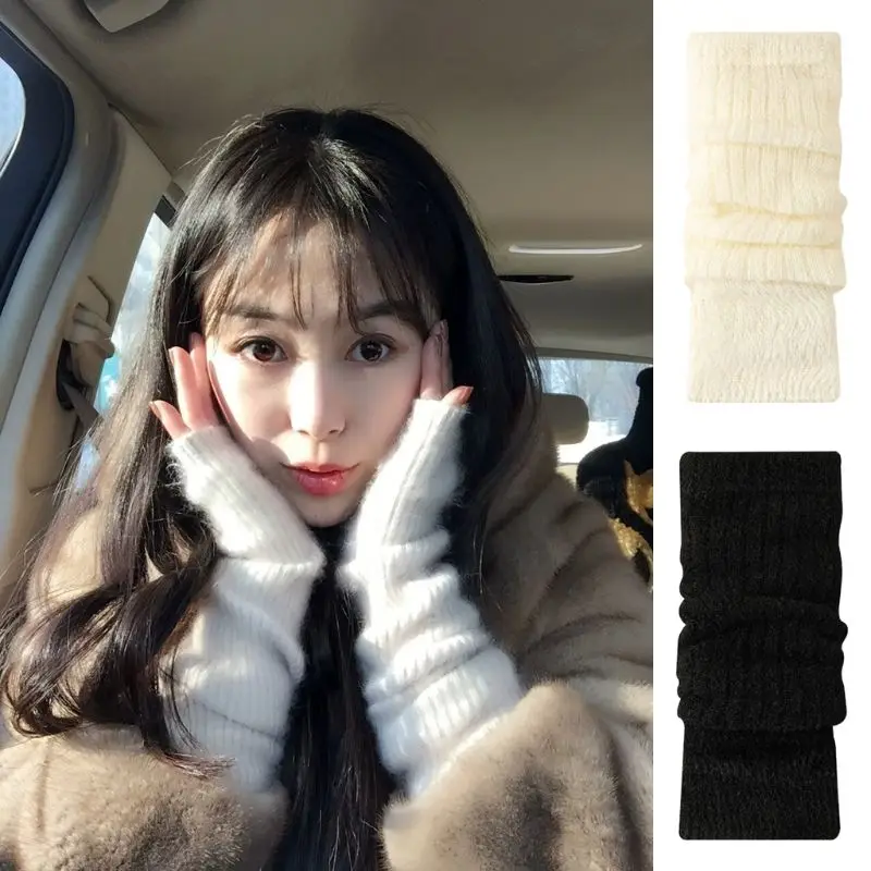 Calentador de brazo tejido para mujer, guantes largos sin dedos, manopla de invierno Y2K, manga de brazo apilada, ropa informal de moda para niñas, guantes Punk