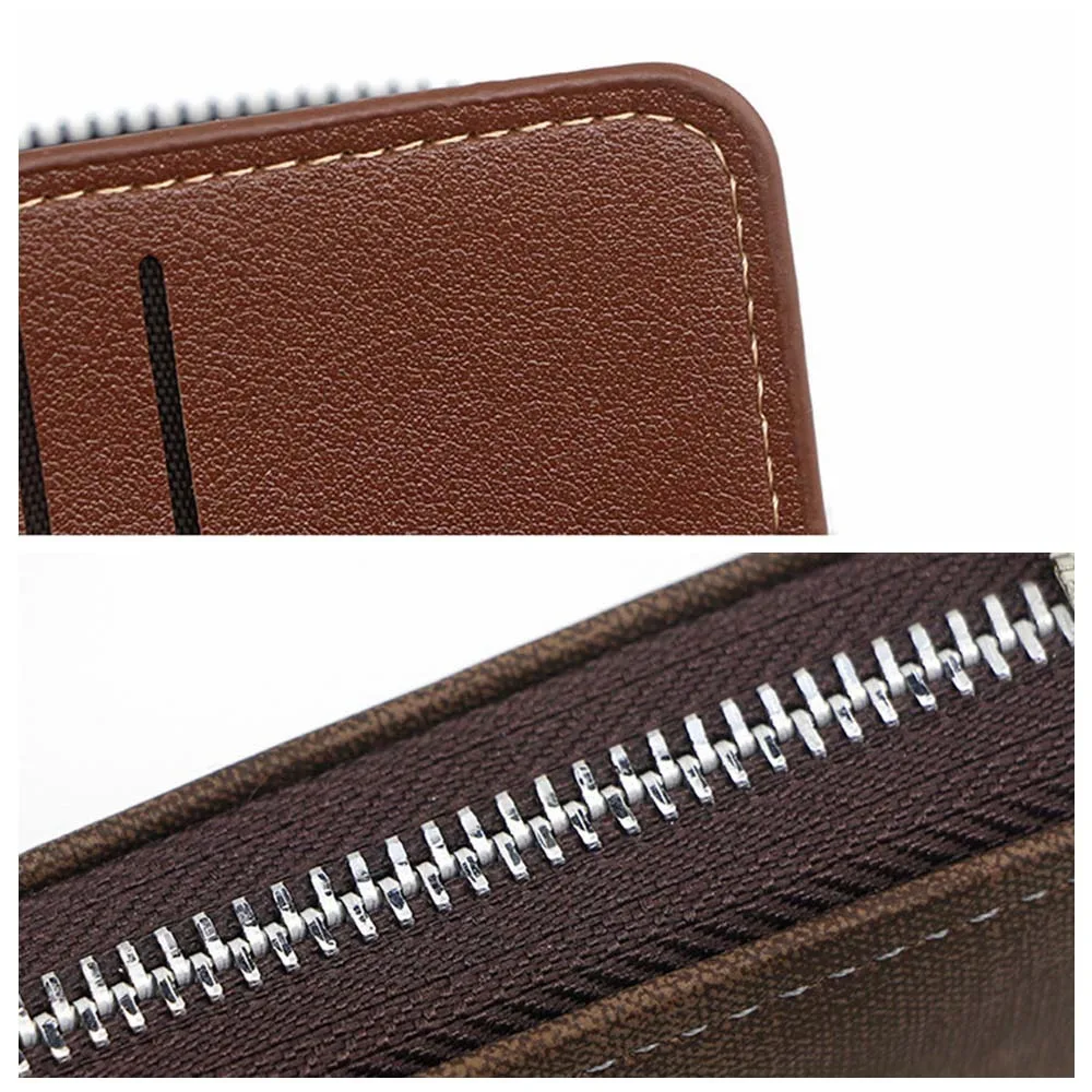 Retro Multi Function Men Short Wallet Zipper Coin Purse PU Leather Men Card Holder Portable Large Capacity Men Coin Purses Men